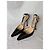 Décolleté Slingback Manolo Blahnik in raso nero con cristalli - vista 2