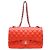 Chanel Double Flap Schultertasche aus rotem Lammleder