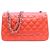 Chanel Double Flap Schultertasche aus rotem Lammleder - Ansicht 3