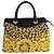 Versace Leopard Print Tote Bag Black Yellow