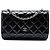 Portafoglio Chanel Black CC Quilted Patent Wallet On Chain Nero