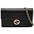 Cartera con cadena Gucci de piel de becerro Dollar negra con G entrelazadas Negro