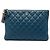 Chanel Blue Medium Quilted Lambskin Cuba La Habana O Case Clutch Blu scuro
