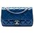 Chanel Blue Small Quilted Patent Coco Shine Flap Blau