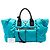 Borsa Satchel Bomber Prada in Tessuto Blu Large Turchese - vista 7