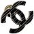 Broche Chanel Logo CC Preto Prata