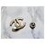Broche Chanel Logo CC Preto Prata - vista 3