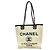 Chanel Deauville Raffia Chain Tote Bag Roh Marineblau