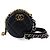 Chanel 19 Runde Clutch mit Kette aus gestepptem Leder Schwarz