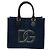 Dolce & Gabbana DG Canvas Tote Bag mit Lederpiping Schwarz Blau