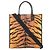 Burberry 2-Way Leder-Tote-Bag mit Tiger-Print Schwarz Orange