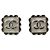 Pendientes de botón Chanel ABE182 Negro Blanco Dorado