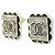 Pendientes de botón Chanel ABE182 Negro Blanco Dorado - vista 2