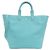 Autre Marque Bolsa de couro e lona azul Tiffany