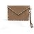 Valentino Garavani Rockstud Envelope Wristlet Clutch Leather Small Beige