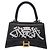 BALENCIAGA Borsa a Mano Small Hour Glass Pelle 2way Nero Oro 693546 Auth gh2347V - vista 2