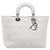 Borsa Christian Dior Lady Dior Canage in pelle d'agnello Bianca Argento Auth gh2352V Bianco - vista 2