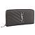 Autre Marque Cartera larga SAINT LAURENT Cassandra de piel gris plata Auth bs37418 Castaño