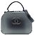 Borsa vanity satchel Chanel Small CC Quilted Metallic Caviar Coco Curve Grigio