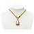 Collana con pendente a goccia Chanel CC placcata oro D'oro - vista 6