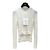 Top de punto Chanel blanco de cashmere con cinturón