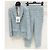 Set Due Pezzi Chanel Blazer e Pantaloni in Tweed Blu Multicolore