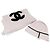 Gorro de malha Chanel rosa com acabamento preto em lã Multicor