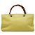 Bamboo Bolsa Shopper Satchel Gucci Medium em couro de bezerro amarela com bambu Amarelo