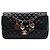 Borsa a tracolla Chanel Medium Classic Single Flap in pelle di agnello nera con ciondoli a cuore Valentines Nero