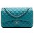 Borsa a tracolla Chanel Jumbo Classic Double Flap in pelle di agnello blu