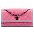 Borsa a tracolla Chanel CC in tweed trapuntato rosa con patta a fisarmonica