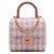 Bolsa Satchel com aba e alça de mão Chanel Crush em tweed acolchoado rosa