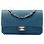 Borsa a tracolla Chanel Medium Classic Caviar Pure Double Flap Blu