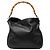 Bolsa Satchel Gucci em couro de bezerro preta com Bamboo e Web Preto