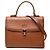 Borsa Satchel Burberry in pelle di vitello marrone