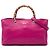 Bamboo Bolsa Shopper Satchel Gucci Medium em couro de bezerro rosa com bambu