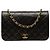 Schwarze Chanel Medium CC Quilted Lambskin Full Single Flap Schultertasche