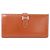 Hermès Cartera larga Hermes Bearn Soufflé Castaño Naranja