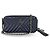 Clutch Chanel CC Double Zip con Catena in Pelle di Agnello Chevron Blu navy