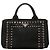 Prada Handtasche aus Canapa-Canvas mit Nieten in Schwarz