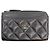 Tarjetero Chanel de piel de becerro granulada negra Negro