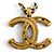 Collana a catena in pelle con perle e strass Chanel B20B Coco Mark Nero D'oro - vista 4