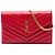 Autre Marque Portafoglio a busta con catena Saint Laurent Red Grain De Poudre Chevron Monogram Rosso