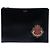 Autre Marque Clutch con zip Saint Laurent in pelle di vitello nera con stemma ricamato Nero