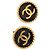 Orecchini a clip rotondi smaltati Chanel Gold CC placcati oro D'oro