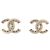 NUOVI ORECCHINI CHANEL LOGO CC & STRASS A86504 METALLO DORATO EARRINGS D'oro