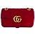 Bolsa de Ombro Gucci GG Marmont Pequena em Veludo Vermelho - vista 2