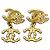 Boucles d'oreilles Chanel Triple Coco Mark strass Doré