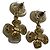 Pendientes Chanel Camellia Shell Flower Swing Blanco Dorado - vista 2