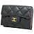 Cartera tri-fold Chanel Matelassé en piel de becerro granulada negra Negro